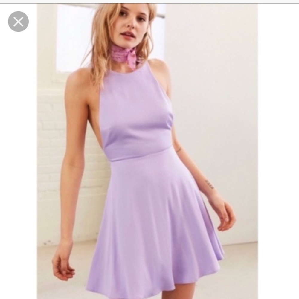 Silence and noise lavender backless skater dress
